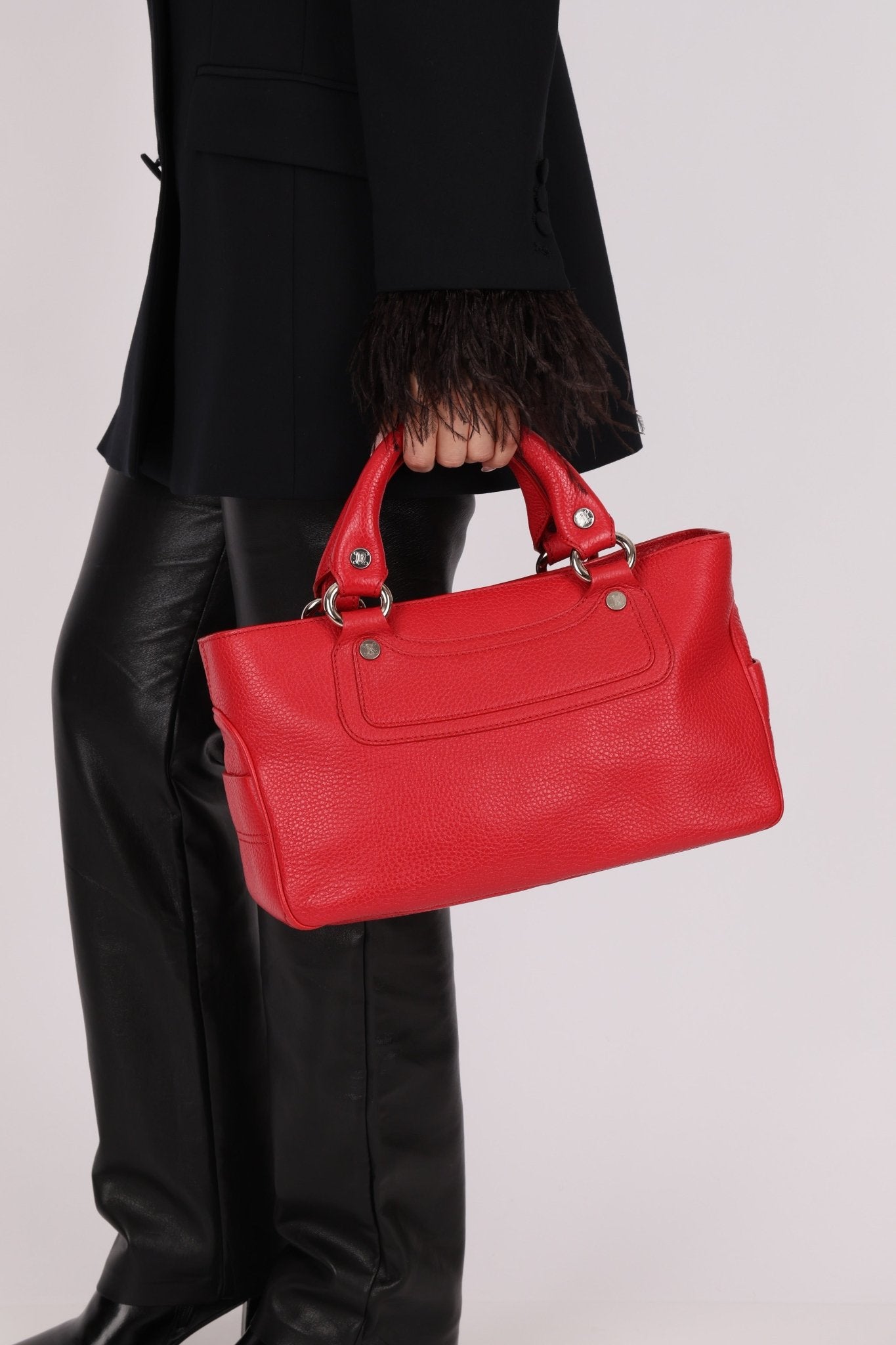 Celine Leather Red Boogie Tote - FashioNica