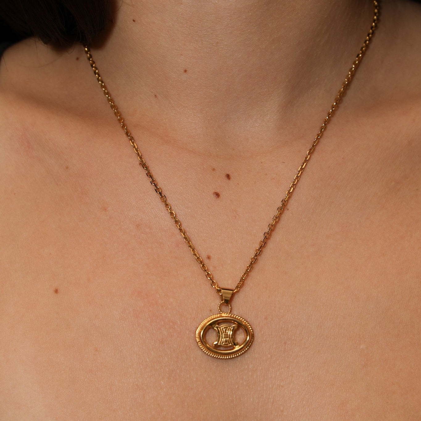 Celine Macadam Oval Pendant Necklace - FashioNica