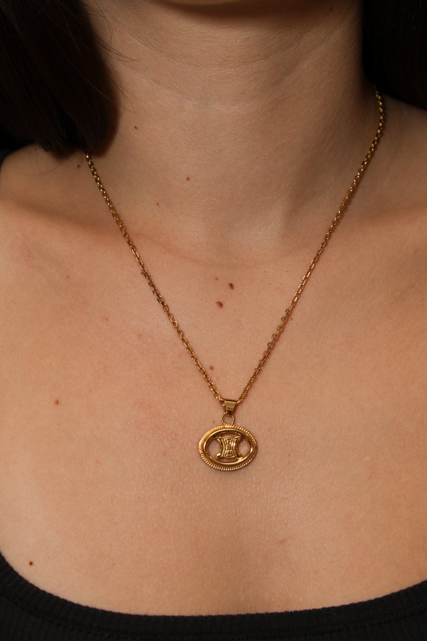 Celine Macadam Oval Pendant Necklace - FashioNica