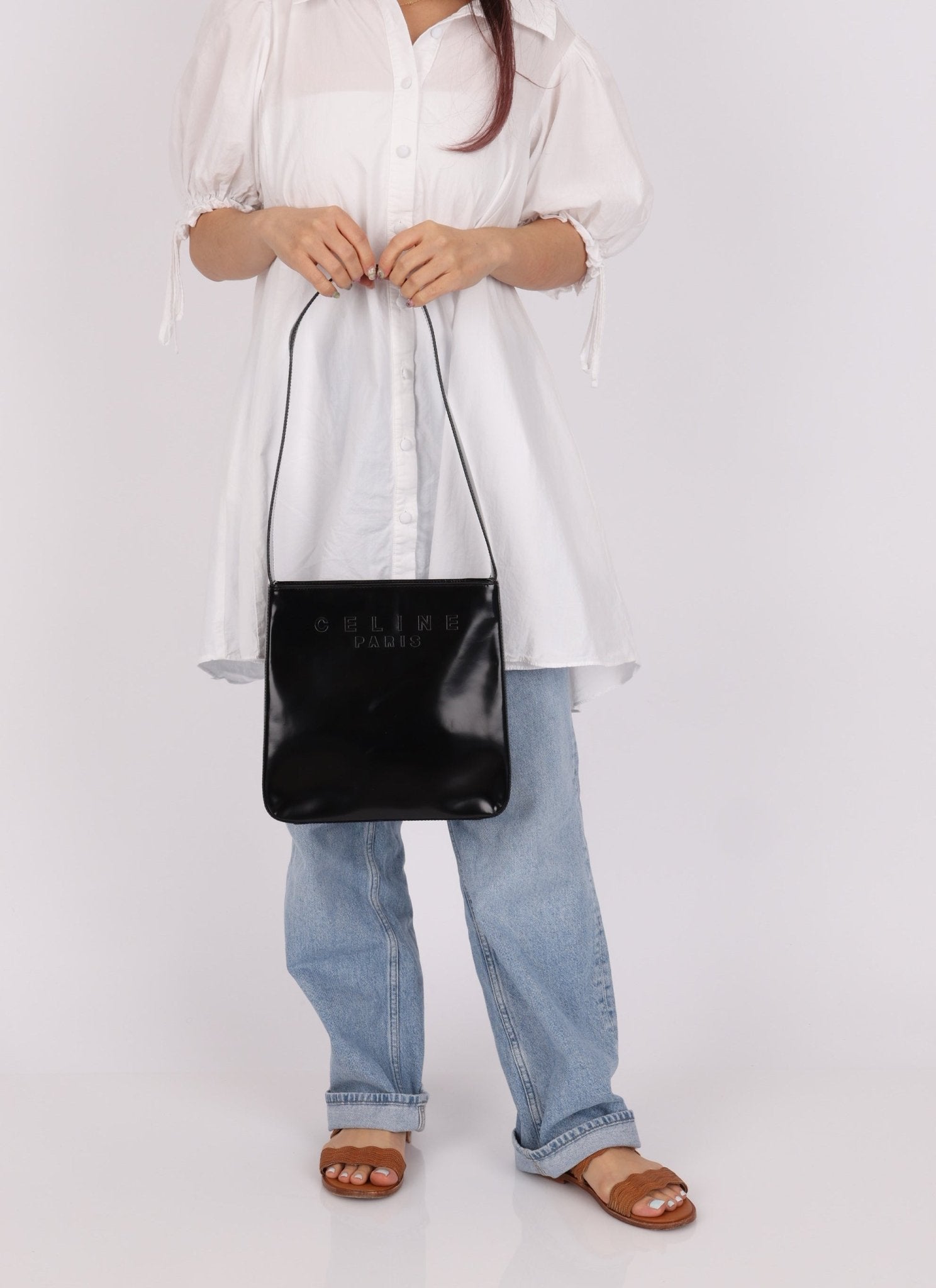 Celine Patent Logo Shoulder Bag - FashioNica