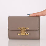 Celine Pebble Triomphe Compact Short Wallet W/ Coin Pouch - FashioNica
