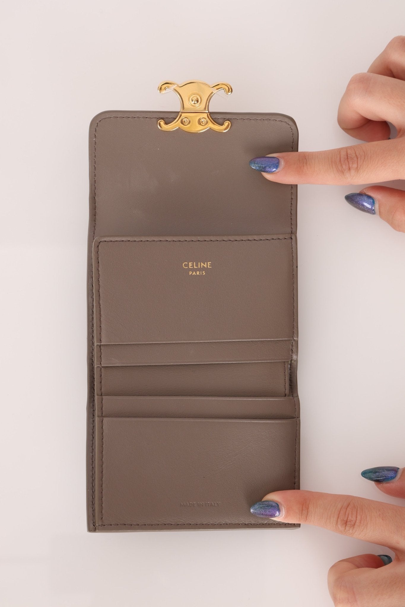 Celine Pebble Triomphe Compact Short Wallet W/ Coin Pouch - FashioNica