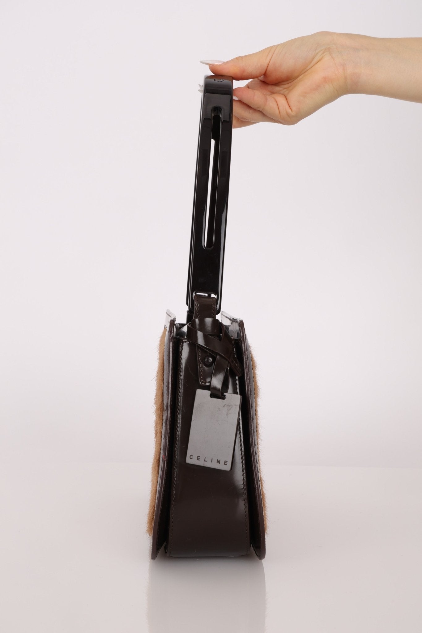 Celine Ponyhair Patent Trimmed Donna Bag - FashioNica