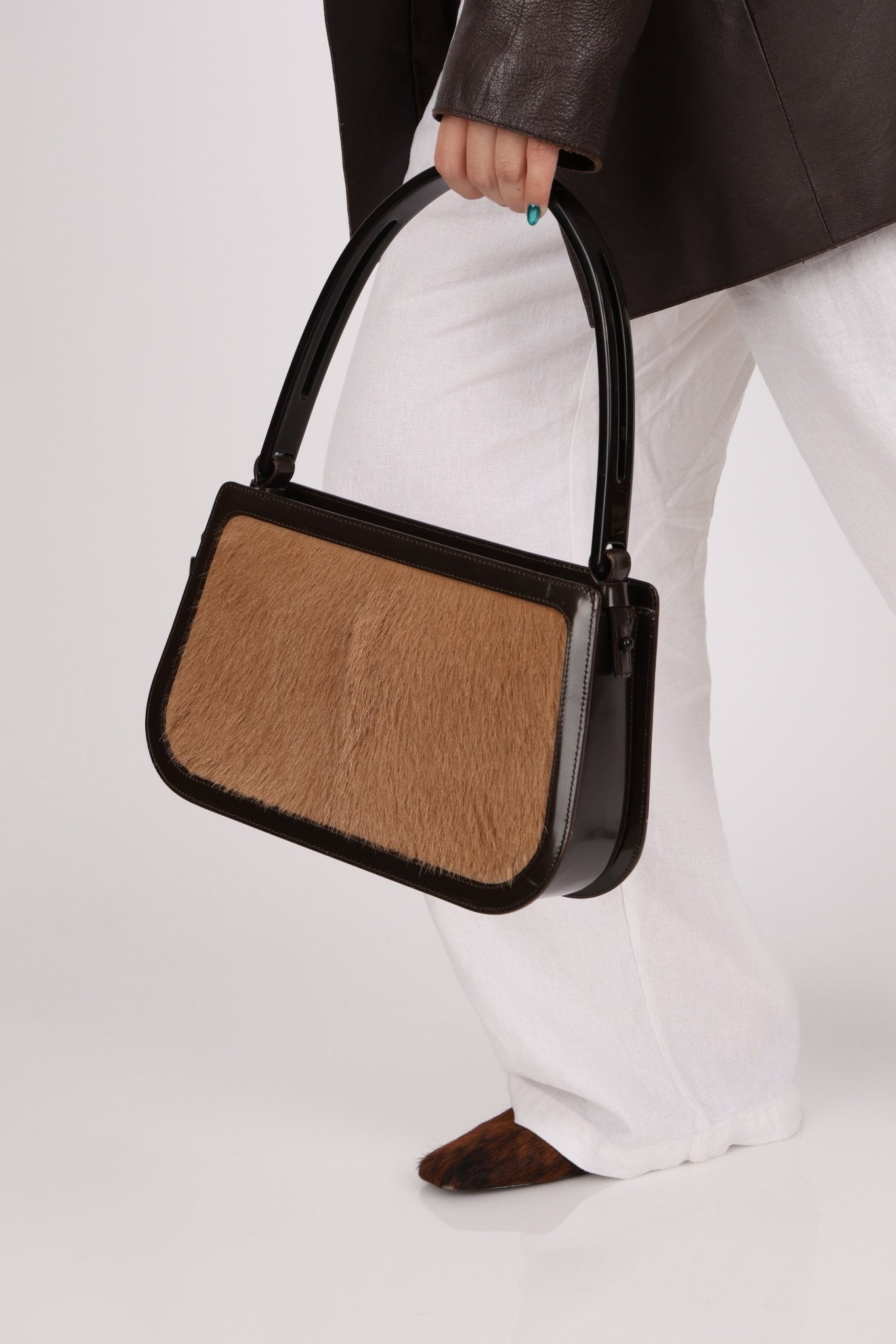 Celine Ponyhair Patent Trimmed Donna Bag - FashioNica
