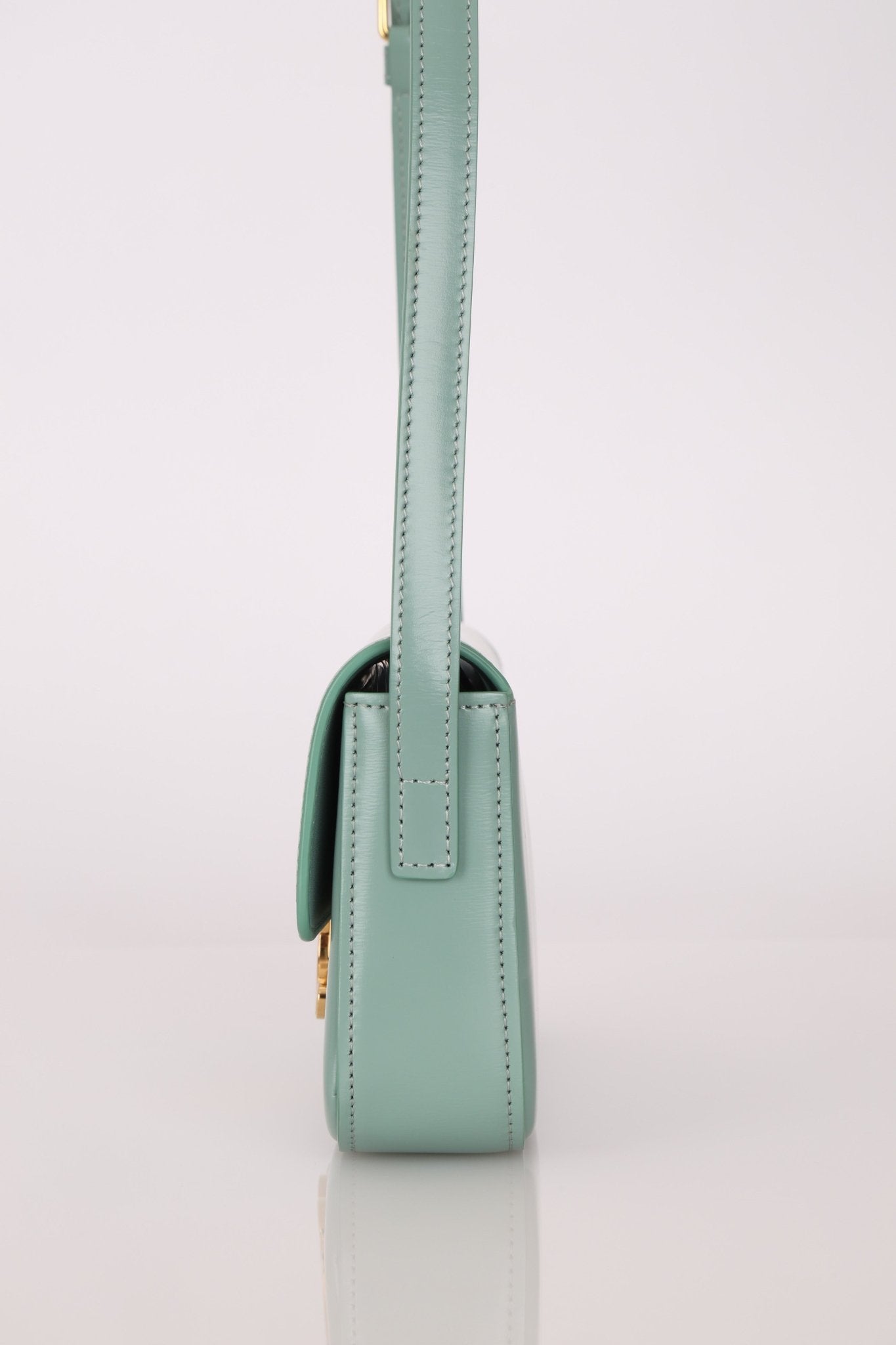 Celine Sea Foam Box Shiny Calfskin Claude Shoulder Bag - FashioNica