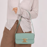 Celine Sea Foam Box Shiny Calfskin Claude Shoulder Bag - FashioNica