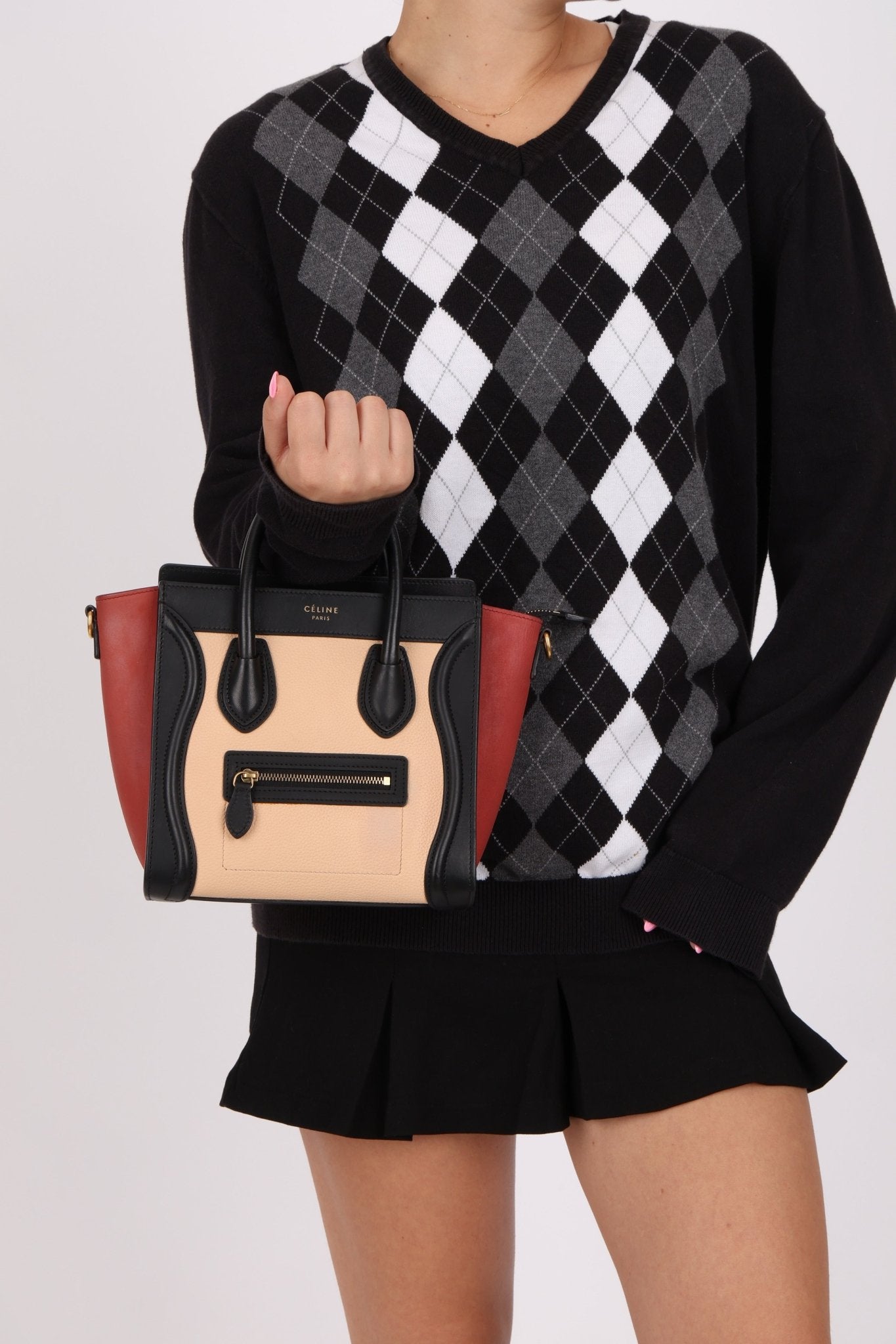 Celine Tri - color Nubuck Nano Luggage Tote - FashioNica