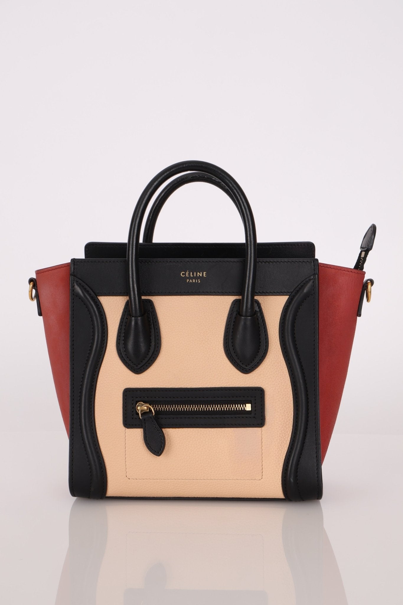 Celine Tri - color Nubuck Nano Luggage Tote - FashioNica