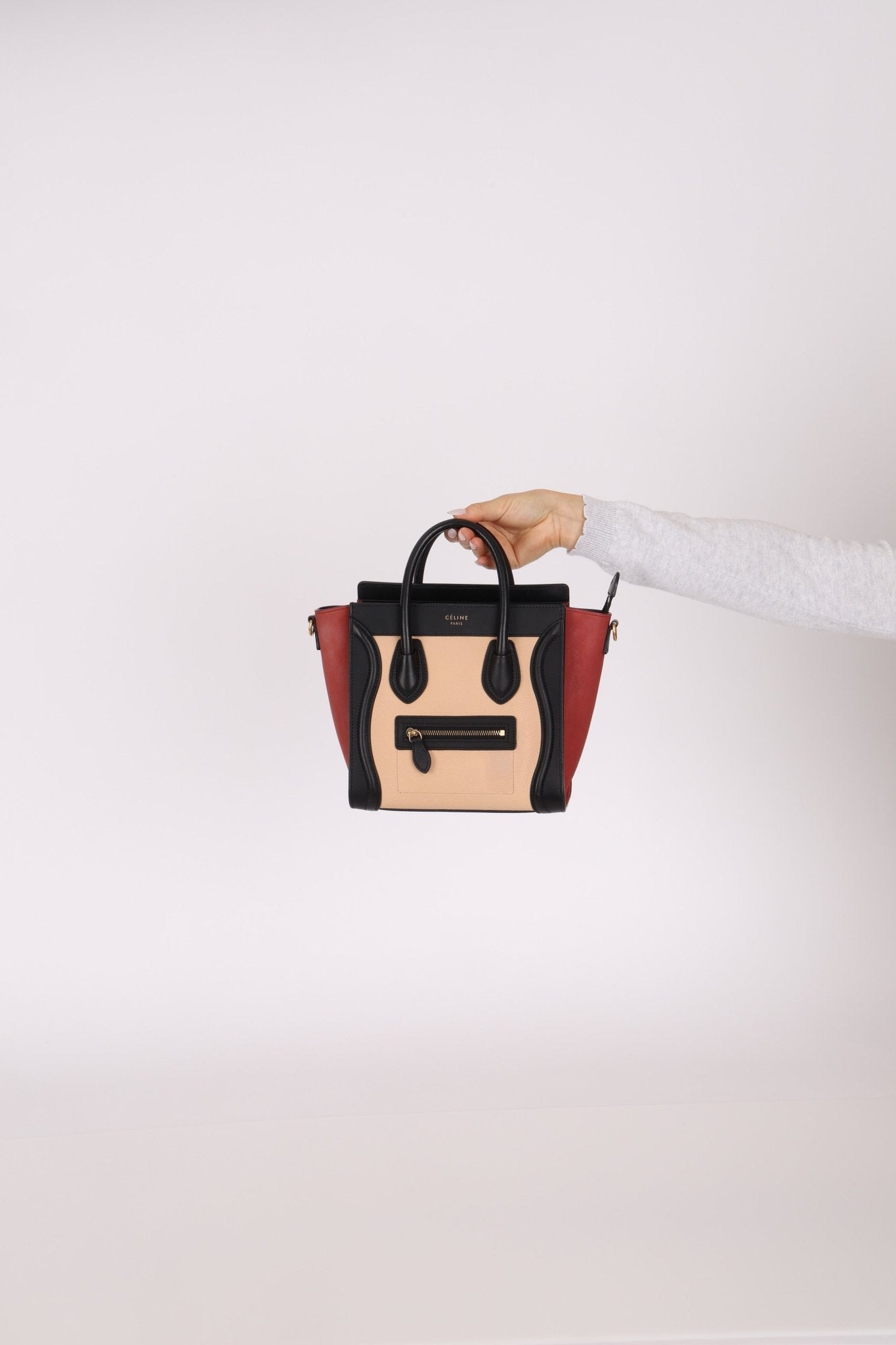 Celine Tri - color Nubuck Nano Luggage Tote - FashioNica