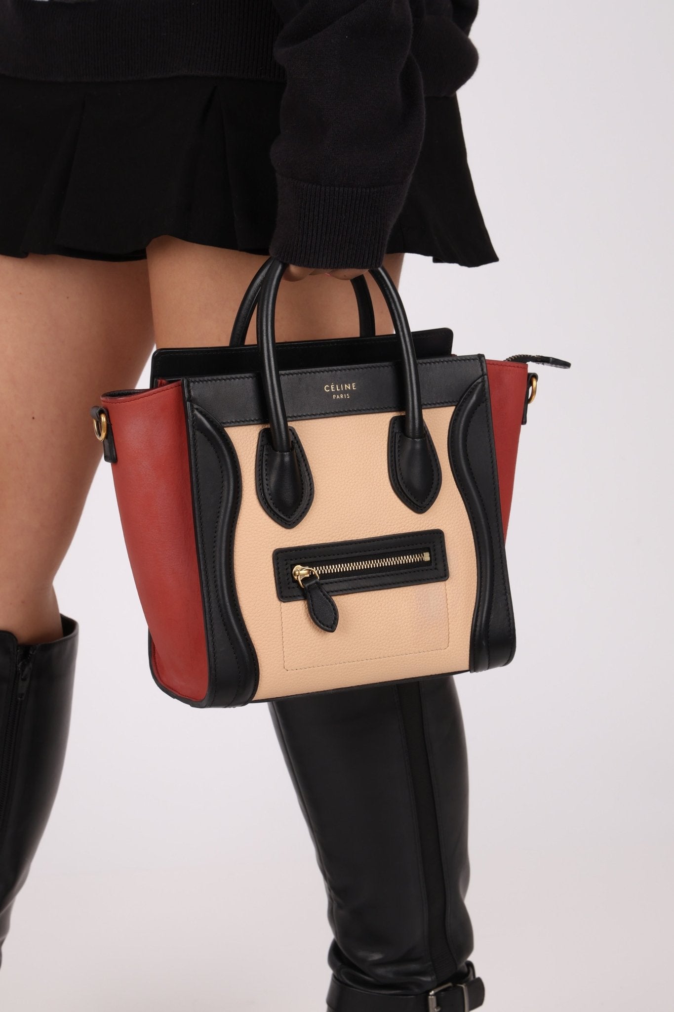 Celine Tri - color Nubuck Nano Luggage Tote - FashioNica