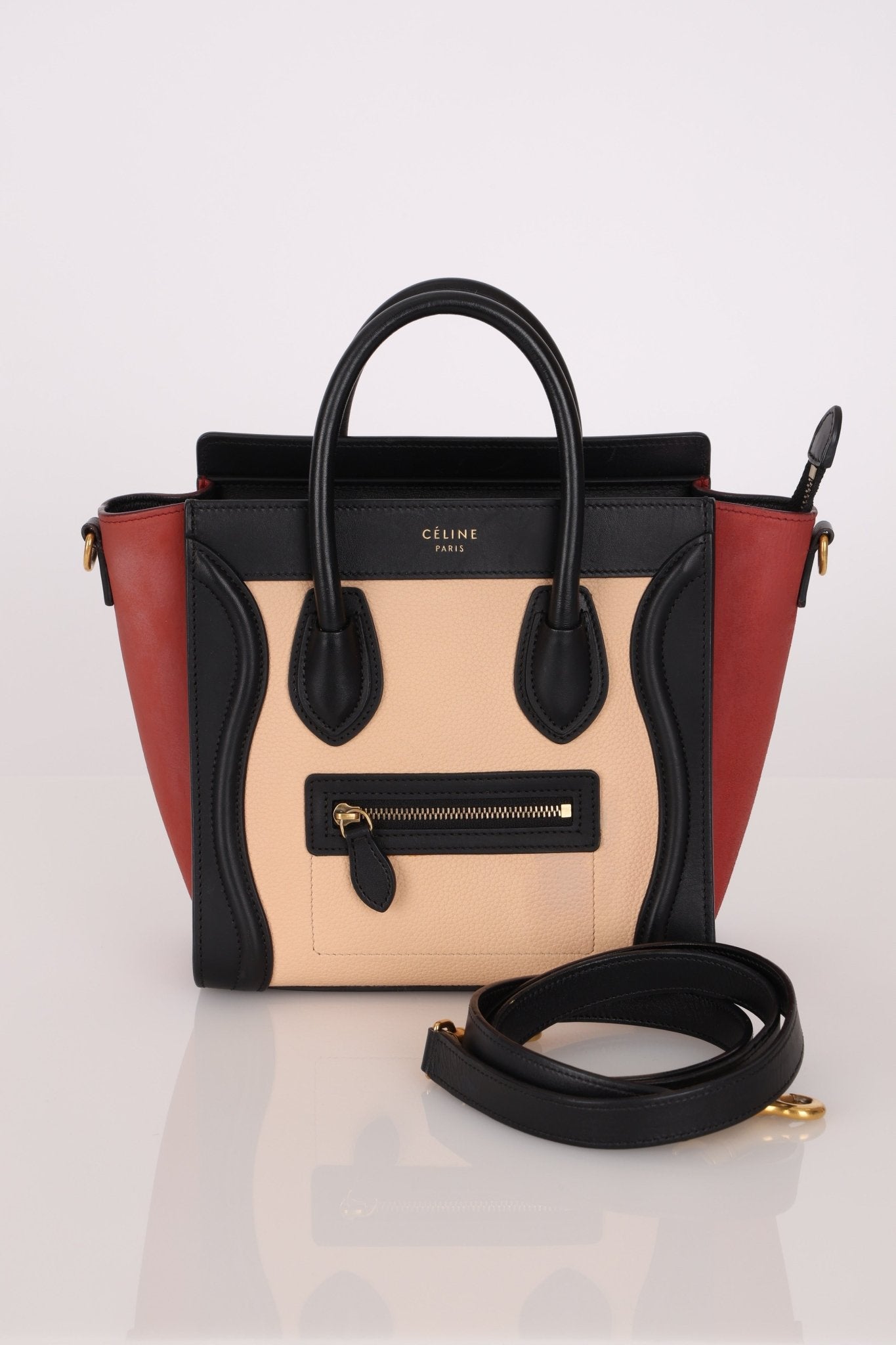 Celine Tri - color Nubuck Nano Luggage Tote - FashioNica