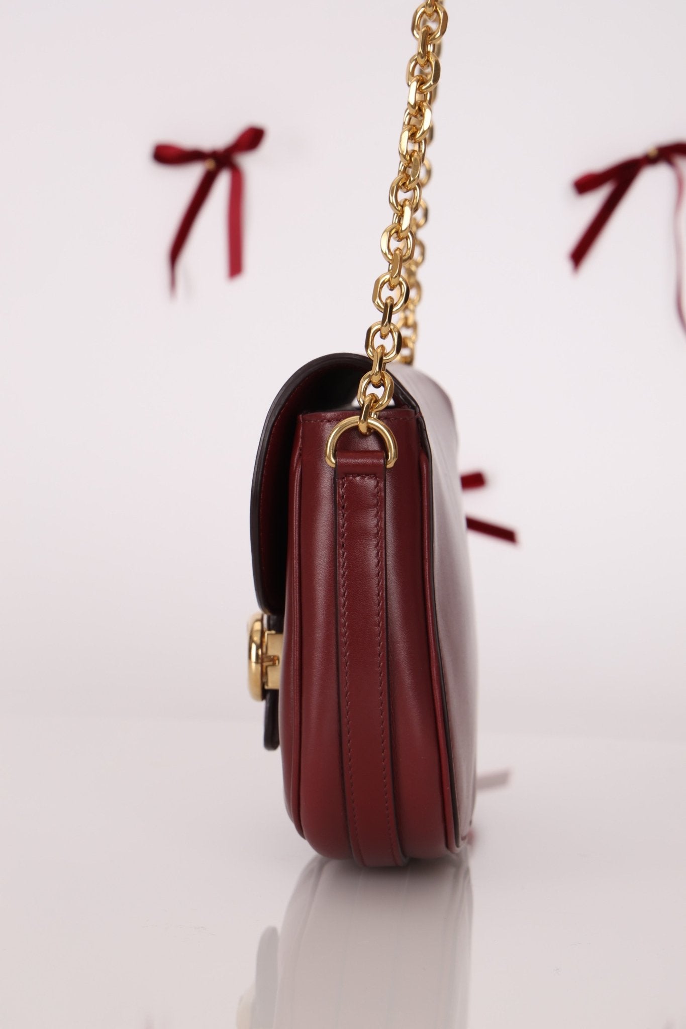 Celine Triomphe Bordeaux Leather Maillon Bag - FashioNica