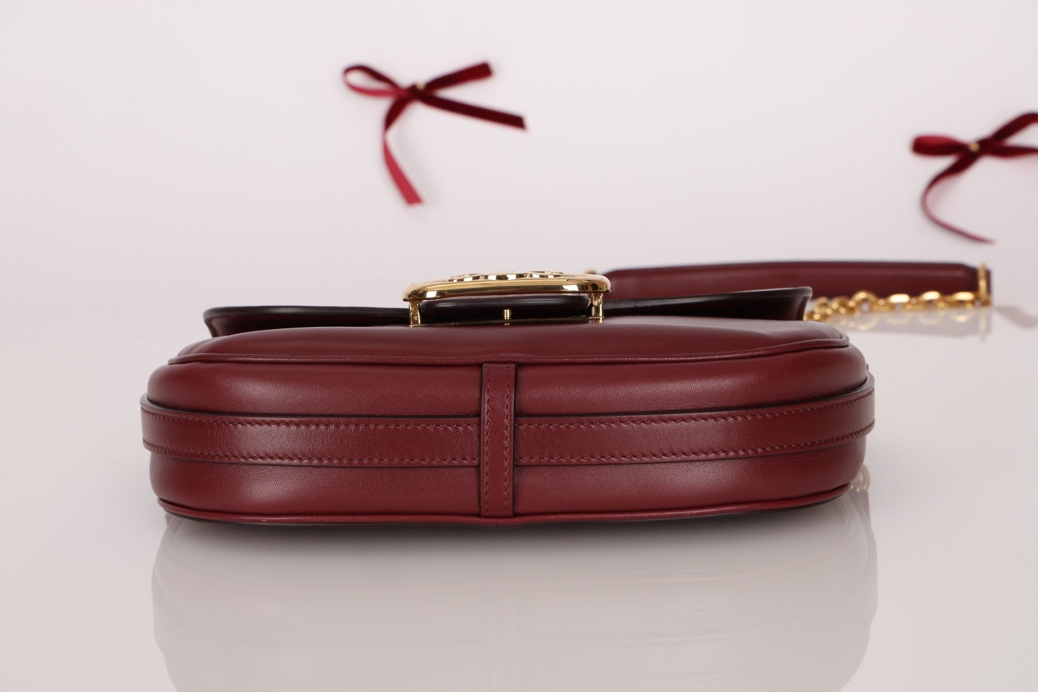 Celine Triomphe Bordeaux Leather Maillon Bag - FashioNica
