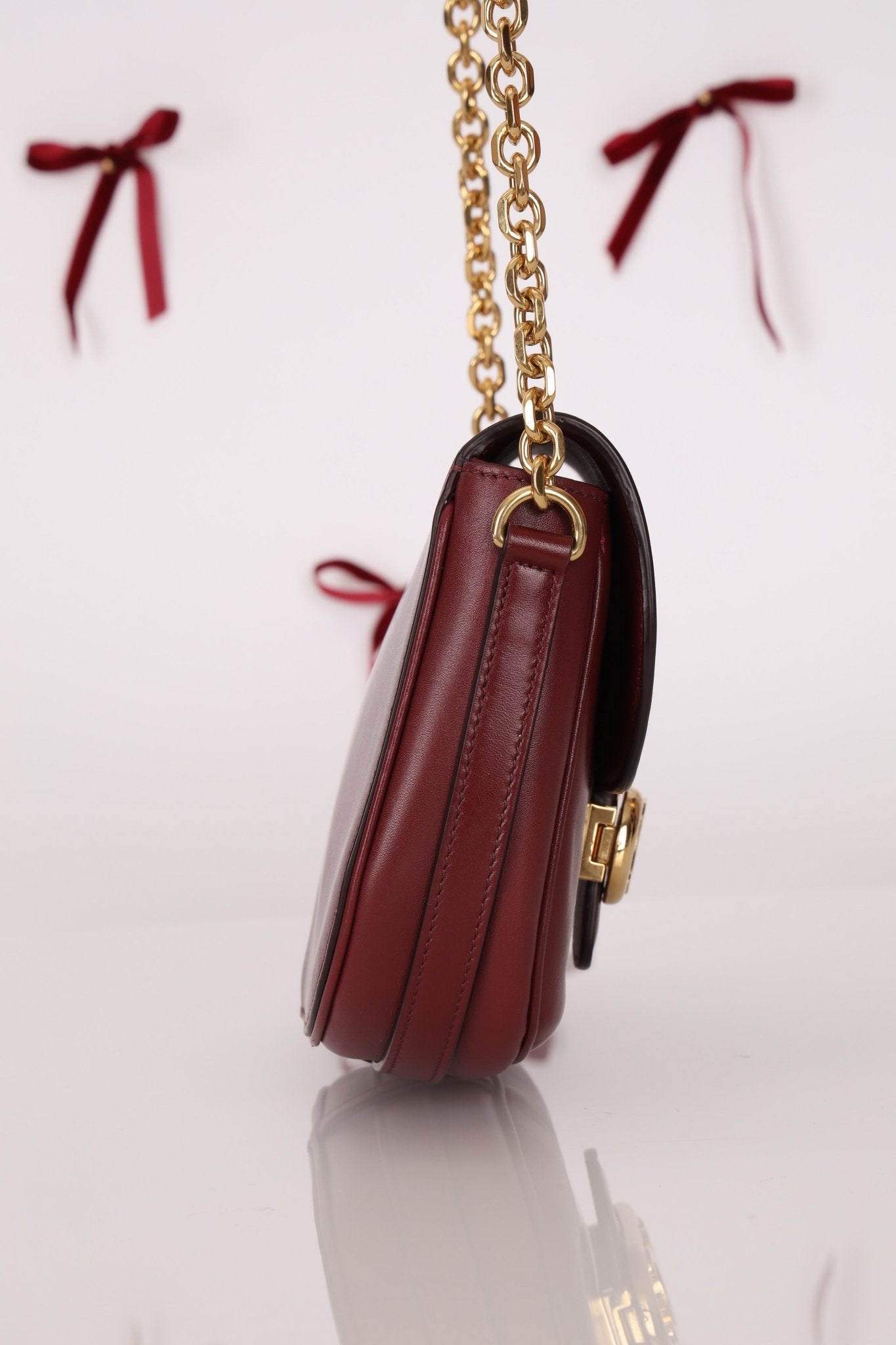 Celine Triomphe Bordeaux Leather Maillon Bag - FashioNica