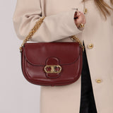 Celine Triomphe Bordeaux Leather Maillon Bag - FashioNica