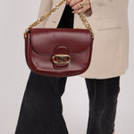 Celine Triomphe Bordeaux Leather Maillon Bag - FashioNica