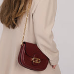 Celine Triomphe Bordeaux Leather Maillon Bag - FashioNica