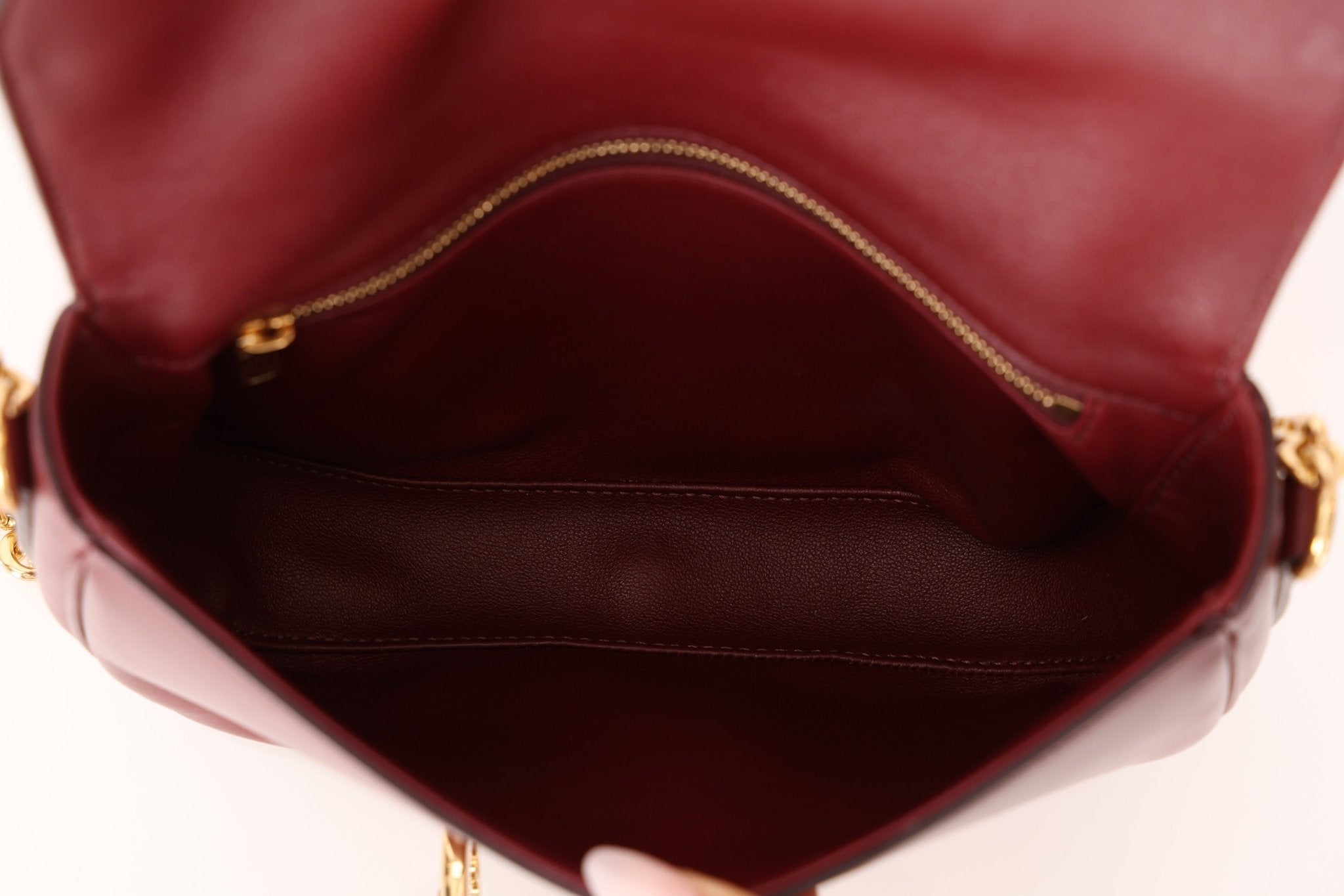 Celine Triomphe Bordeaux Leather Maillon Bag - FashioNica