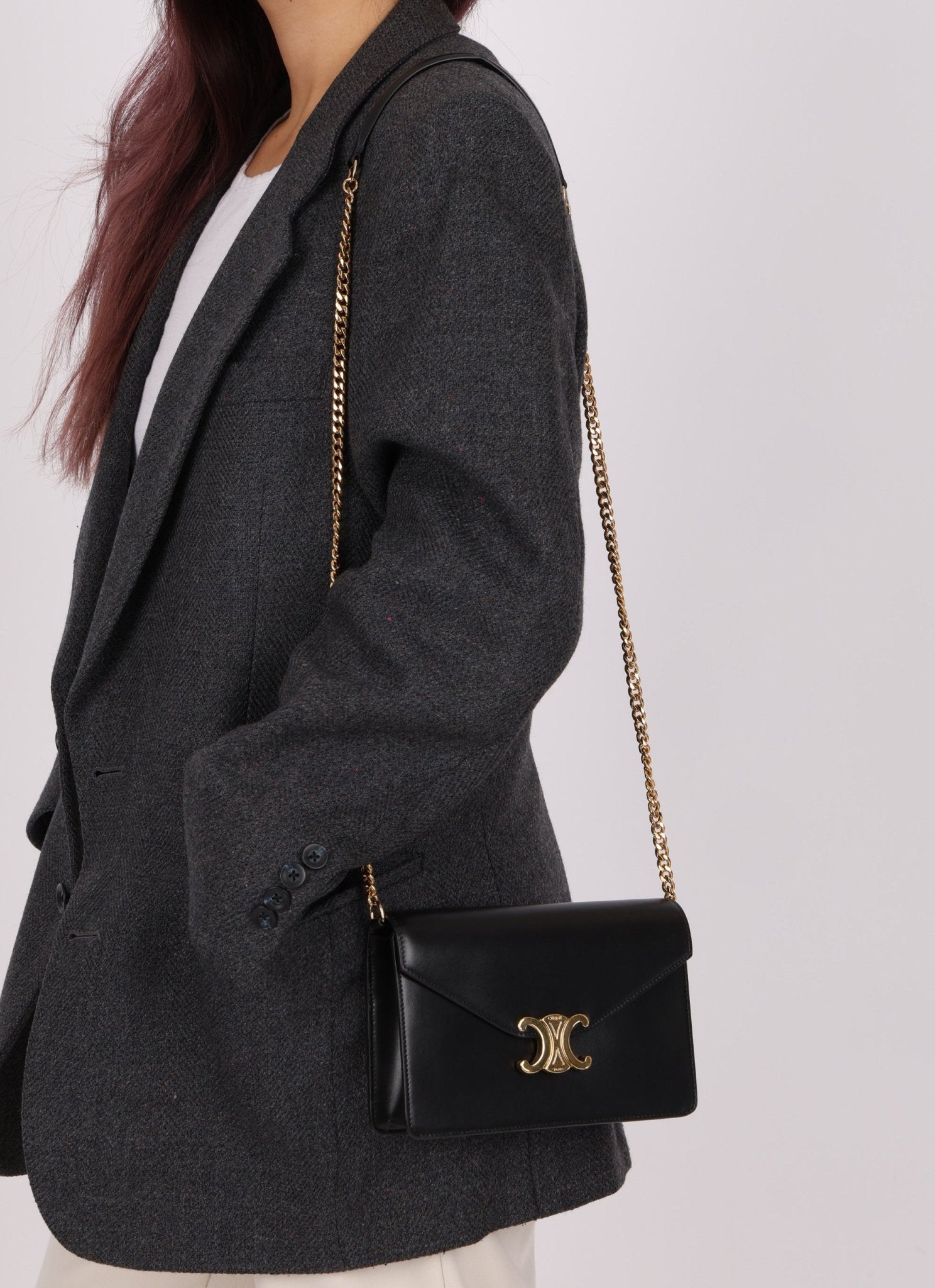 Celine Triomphe Calfskin Wallet on Chain - FashioNica