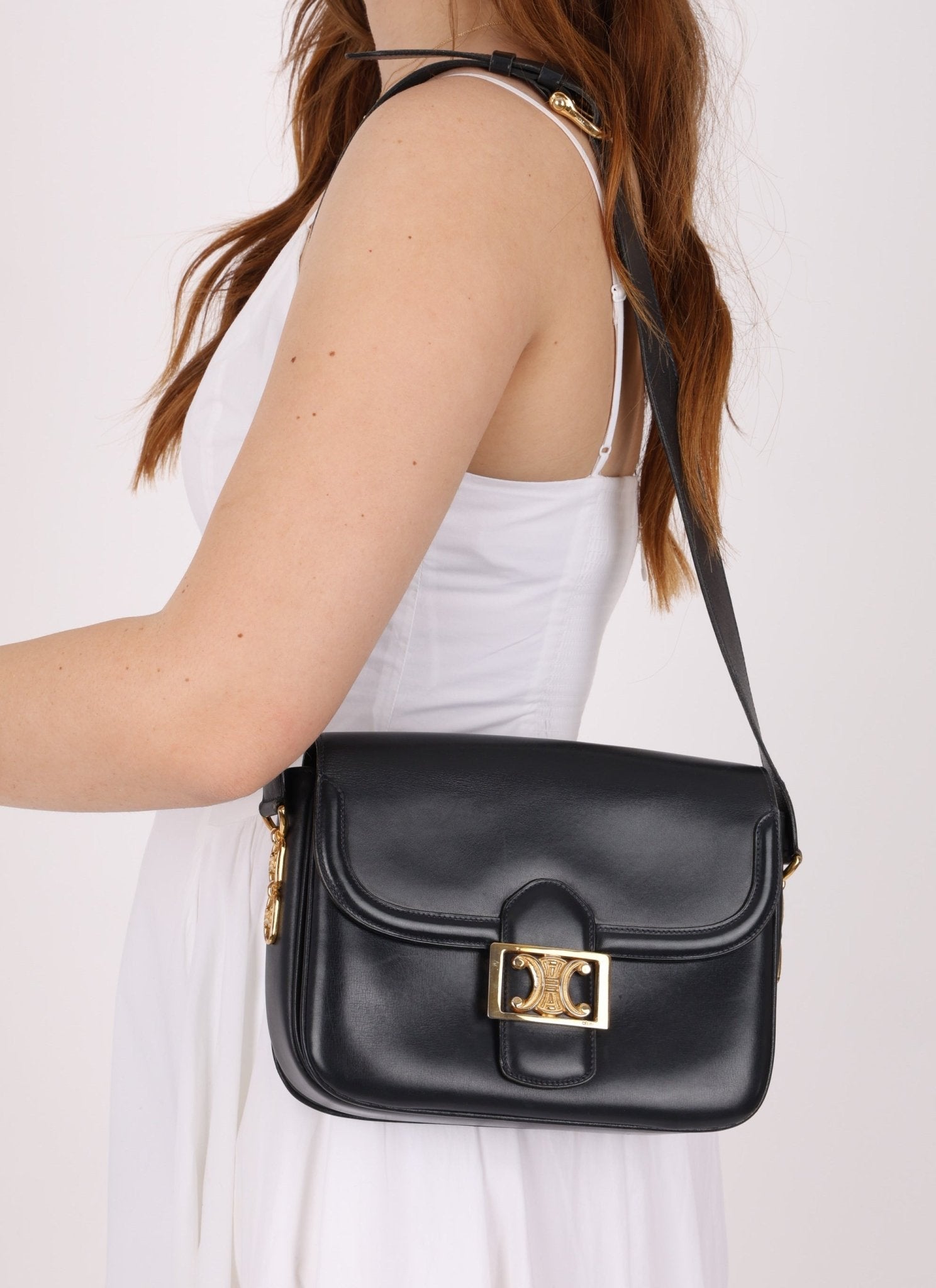 Celine Triomphe Navy Boxcalf Shoulder Bag - FashioNica