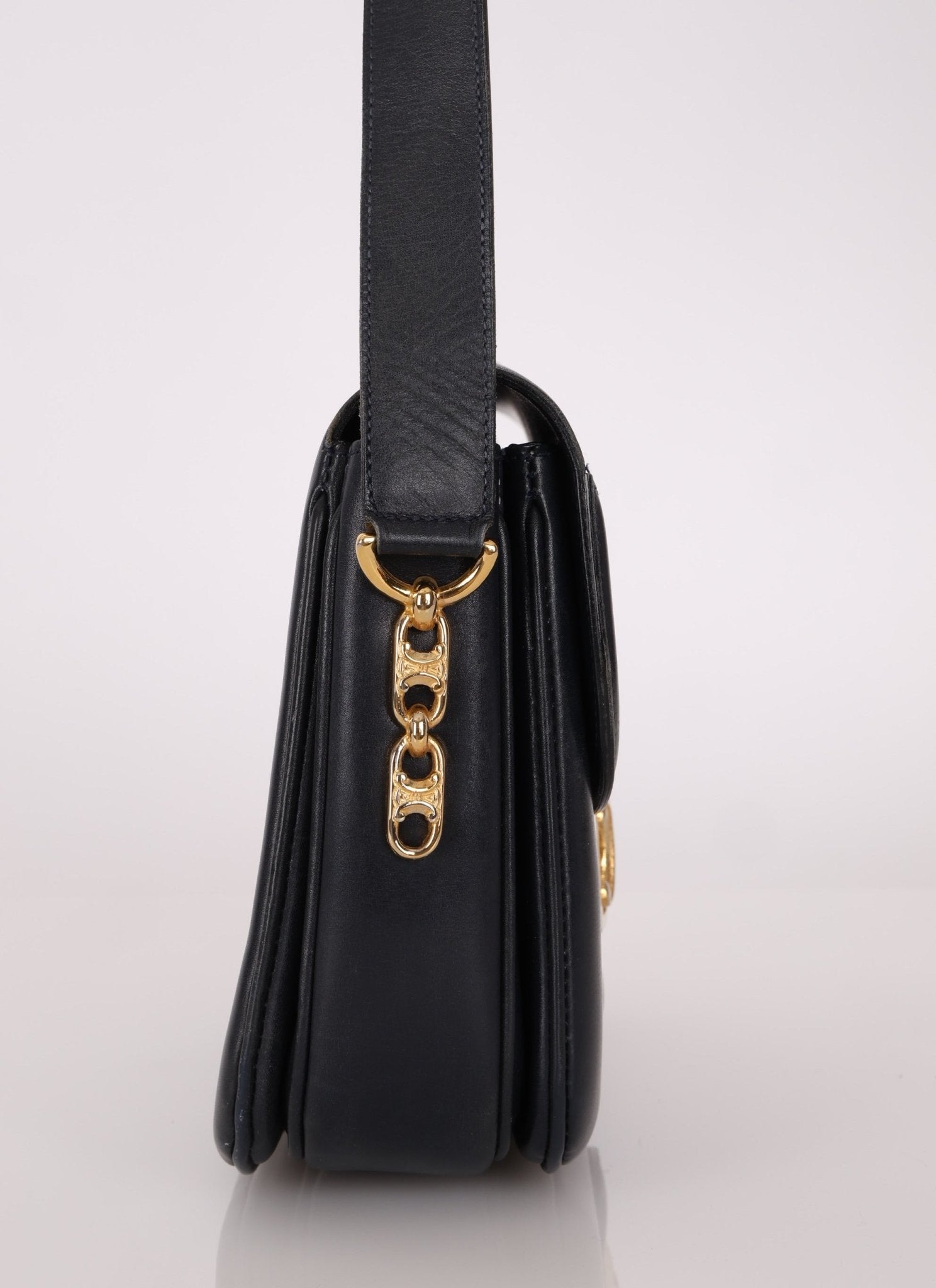 Celine Triomphe Navy Boxcalf Shoulder Bag - FashioNica