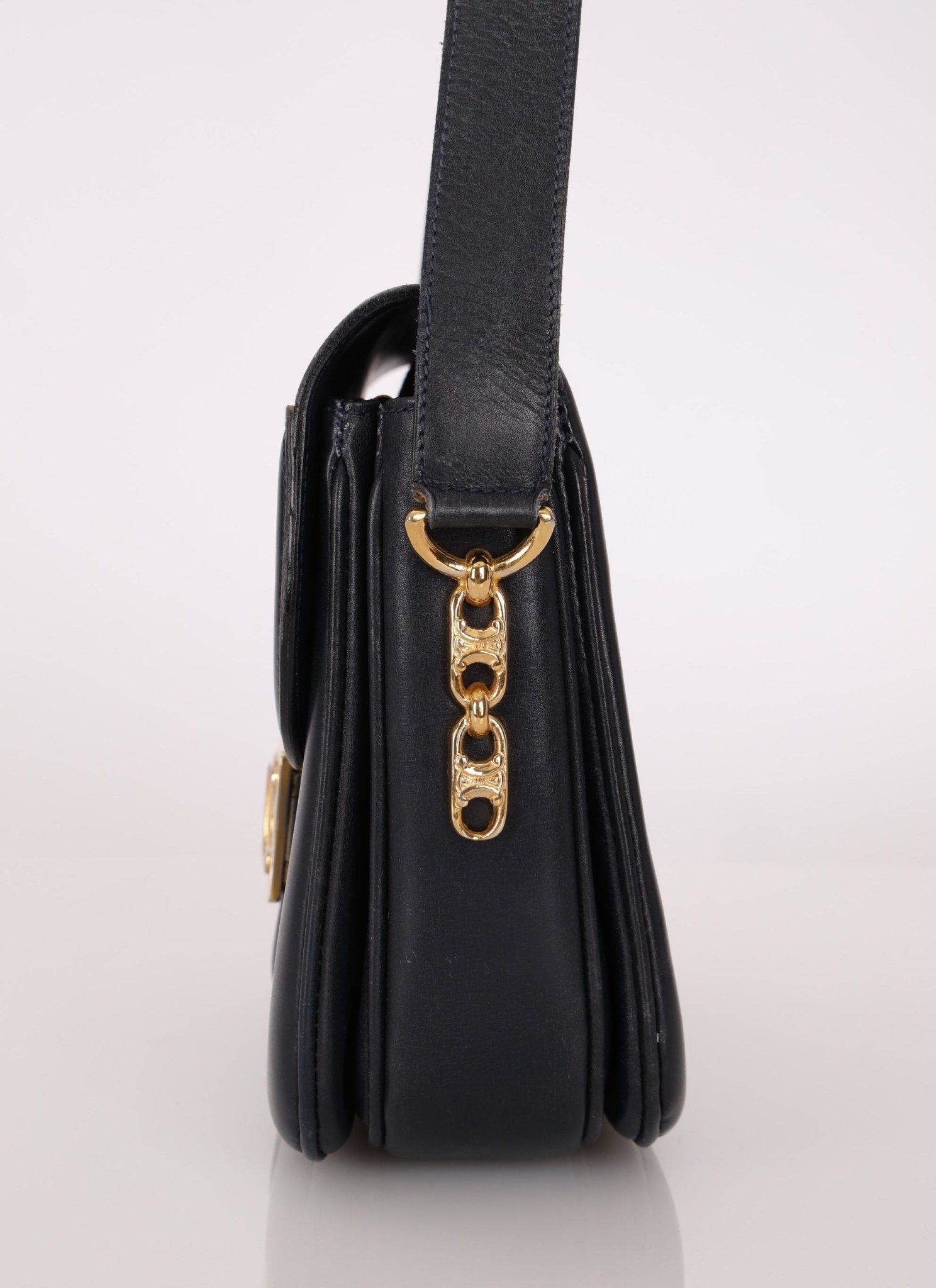 Celine Triomphe Navy Boxcalf Shoulder Bag - FashioNica