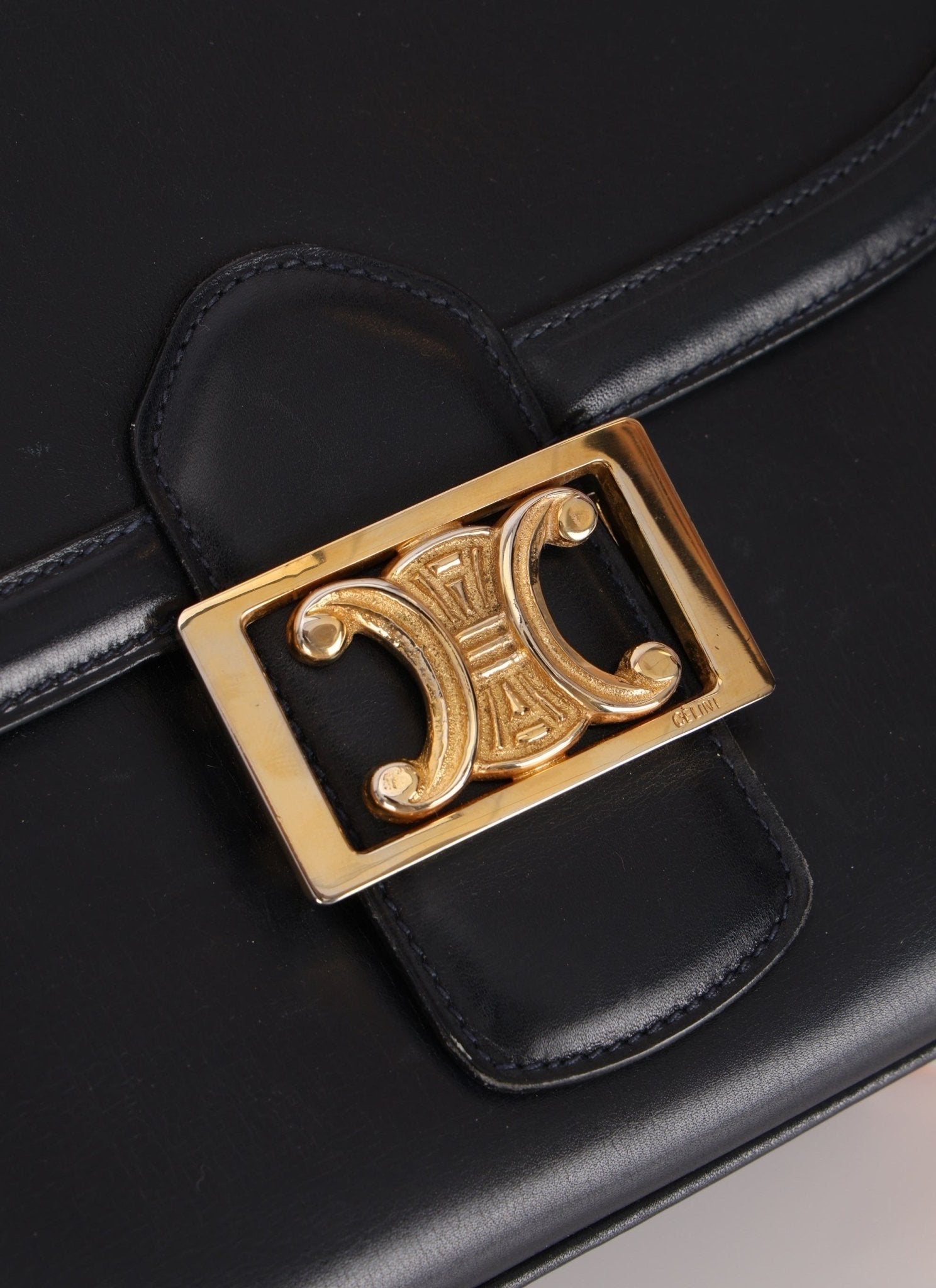Celine Triomphe Navy Boxcalf Shoulder Bag - FashioNica