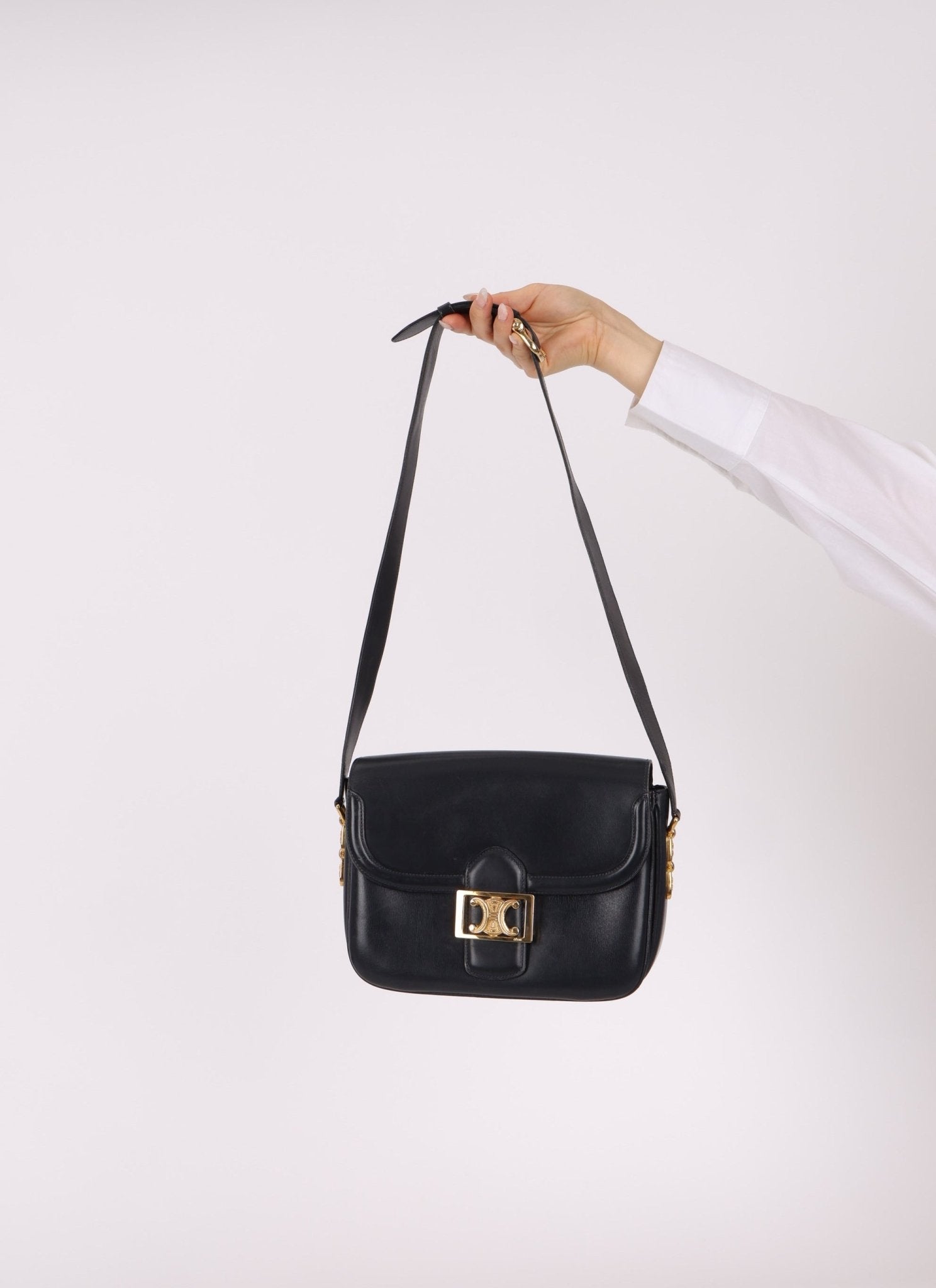 Celine Triomphe Navy Boxcalf Shoulder Bag - FashioNica