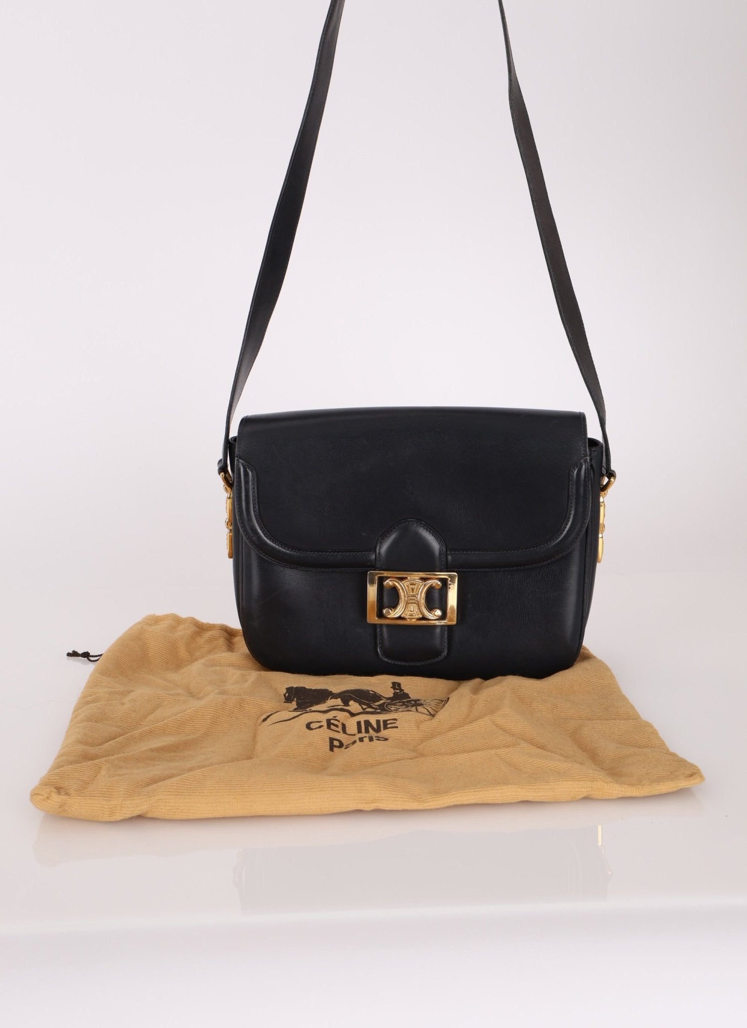 Celine Triomphe Navy Boxcalf Shoulder Bag - FashioNica