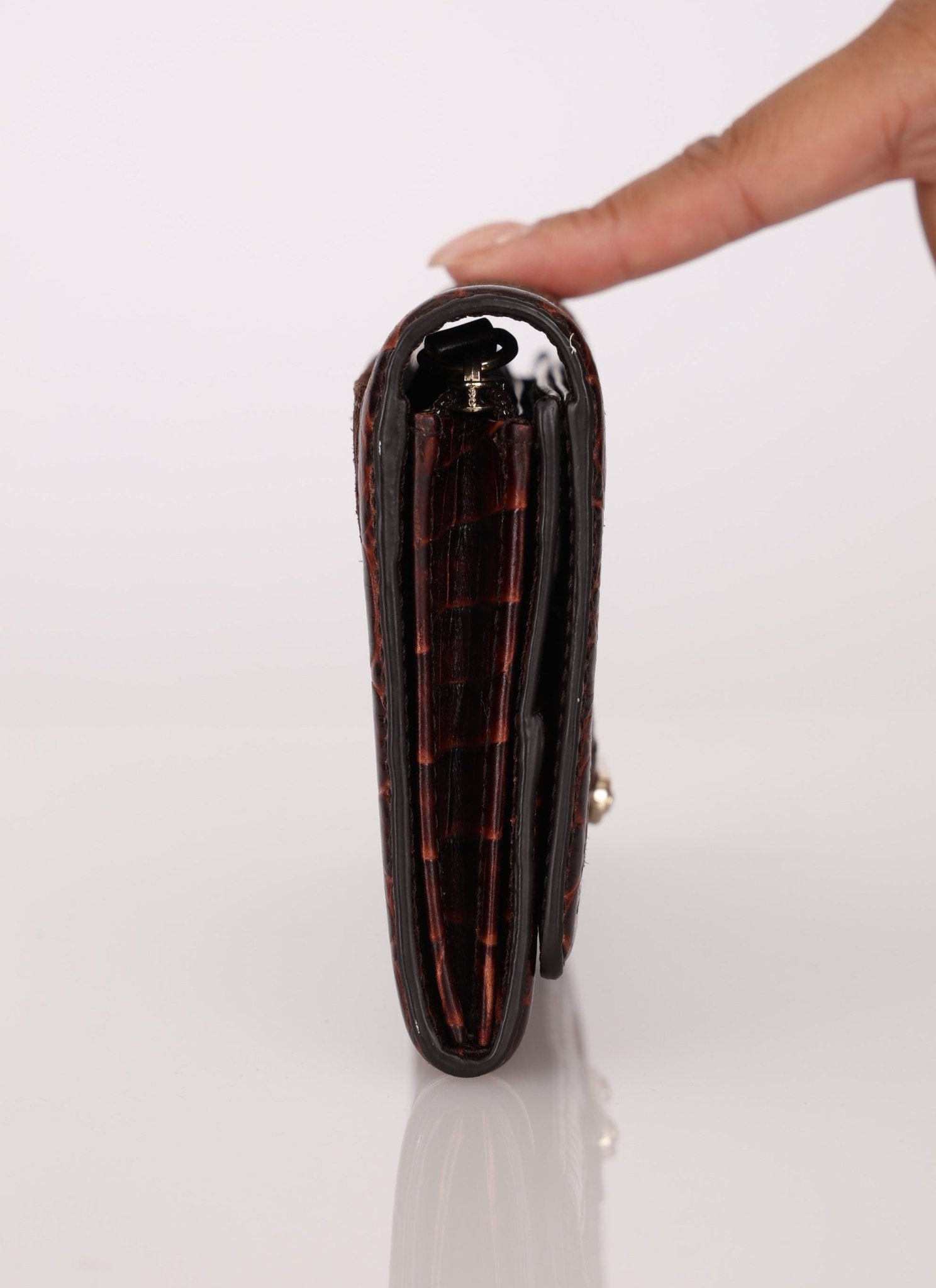 Celine Triomphe Suede & Croc Embossed Wallet - FashioNica