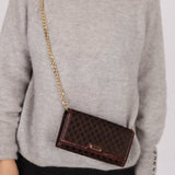Celine Triomphe Suede & Croc Embossed Wallet - FashioNica
