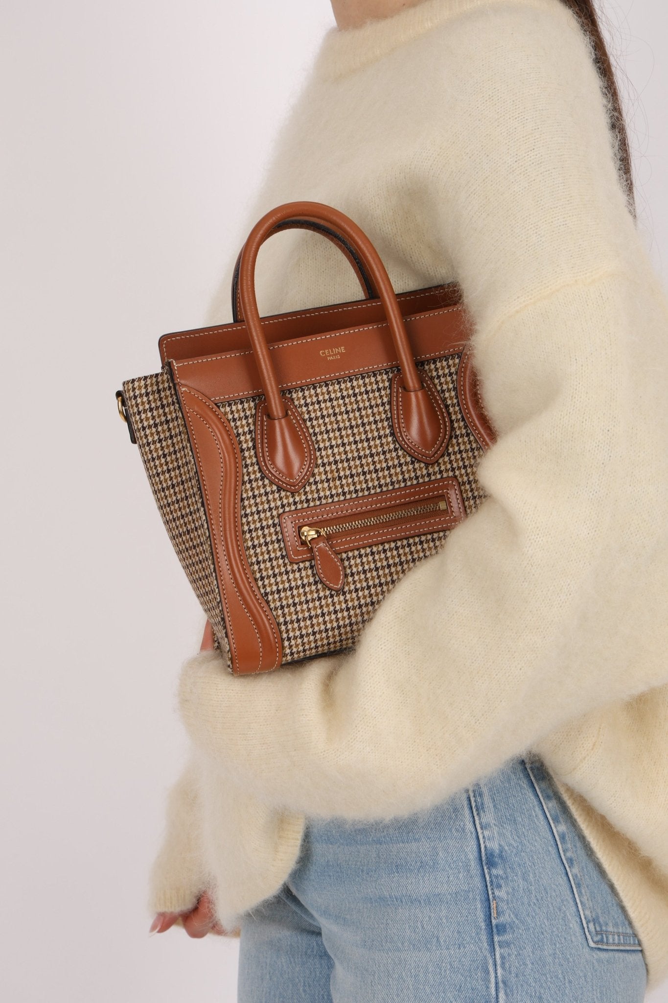Celine Tweed Check Luggage Nano Bag - FashioNica
