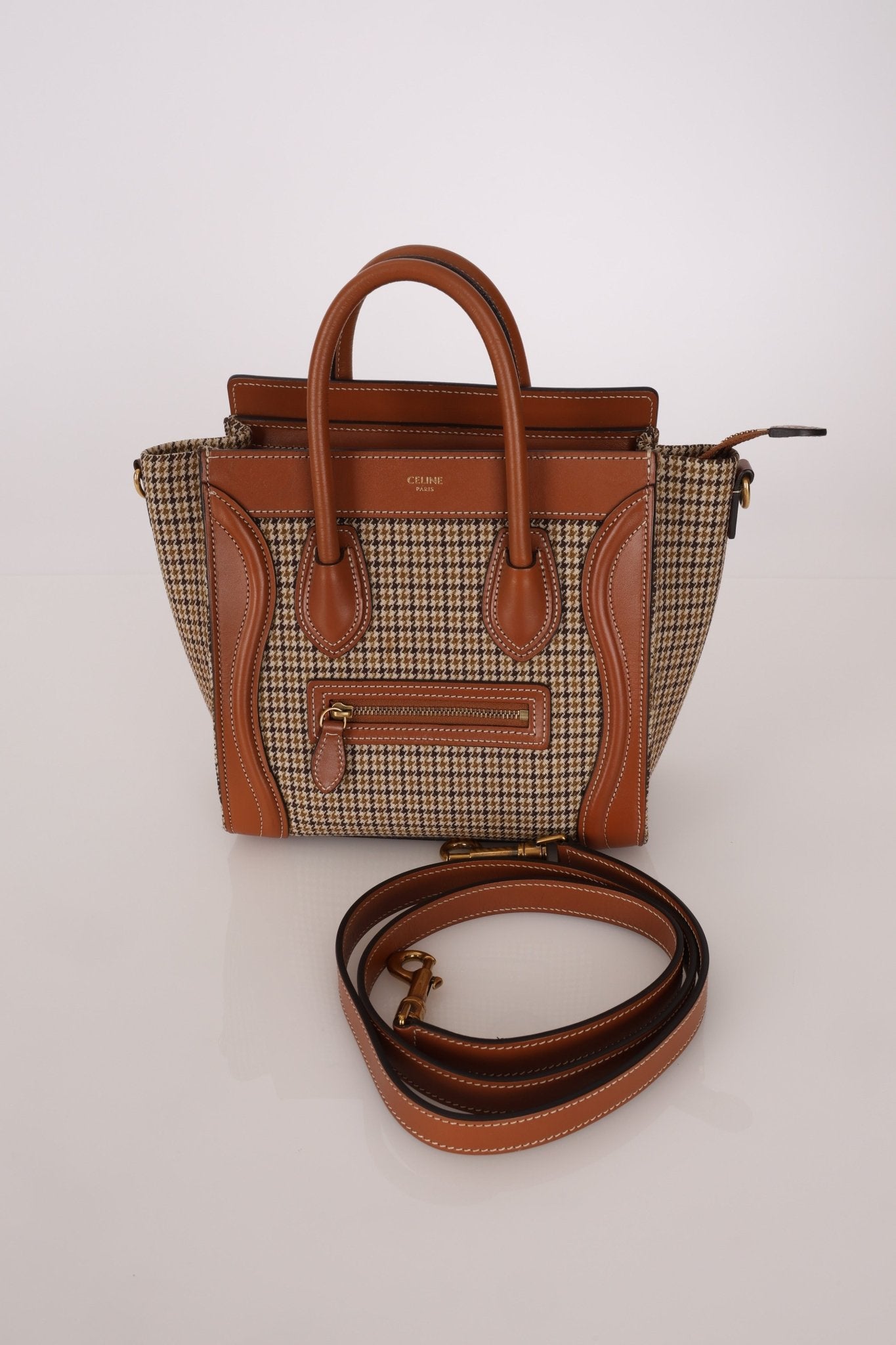 Celine Tweed Check Luggage Nano Bag - FashioNica