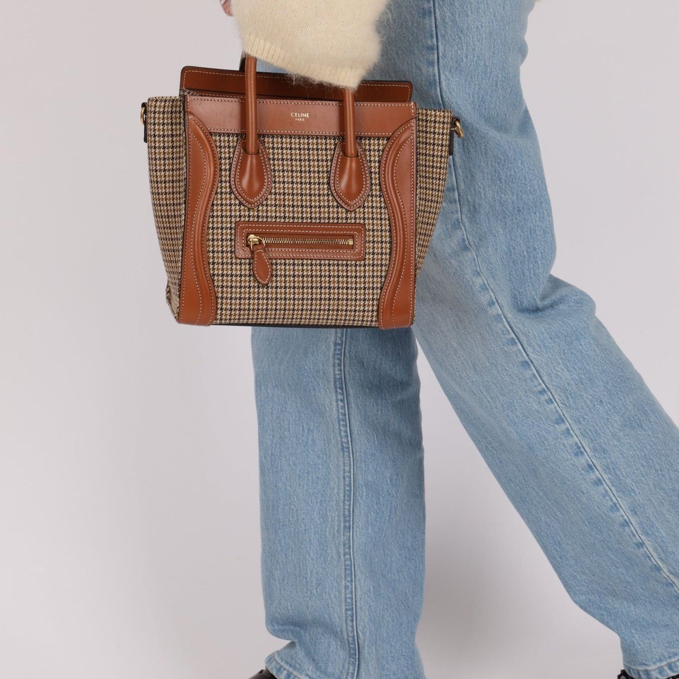 Celine Tweed Check Luggage Nano Bag - FashioNica