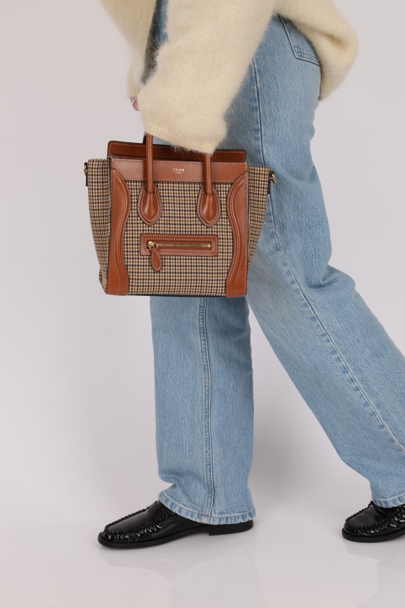 Celine Tweed Check Luggage Nano Bag - FashioNica