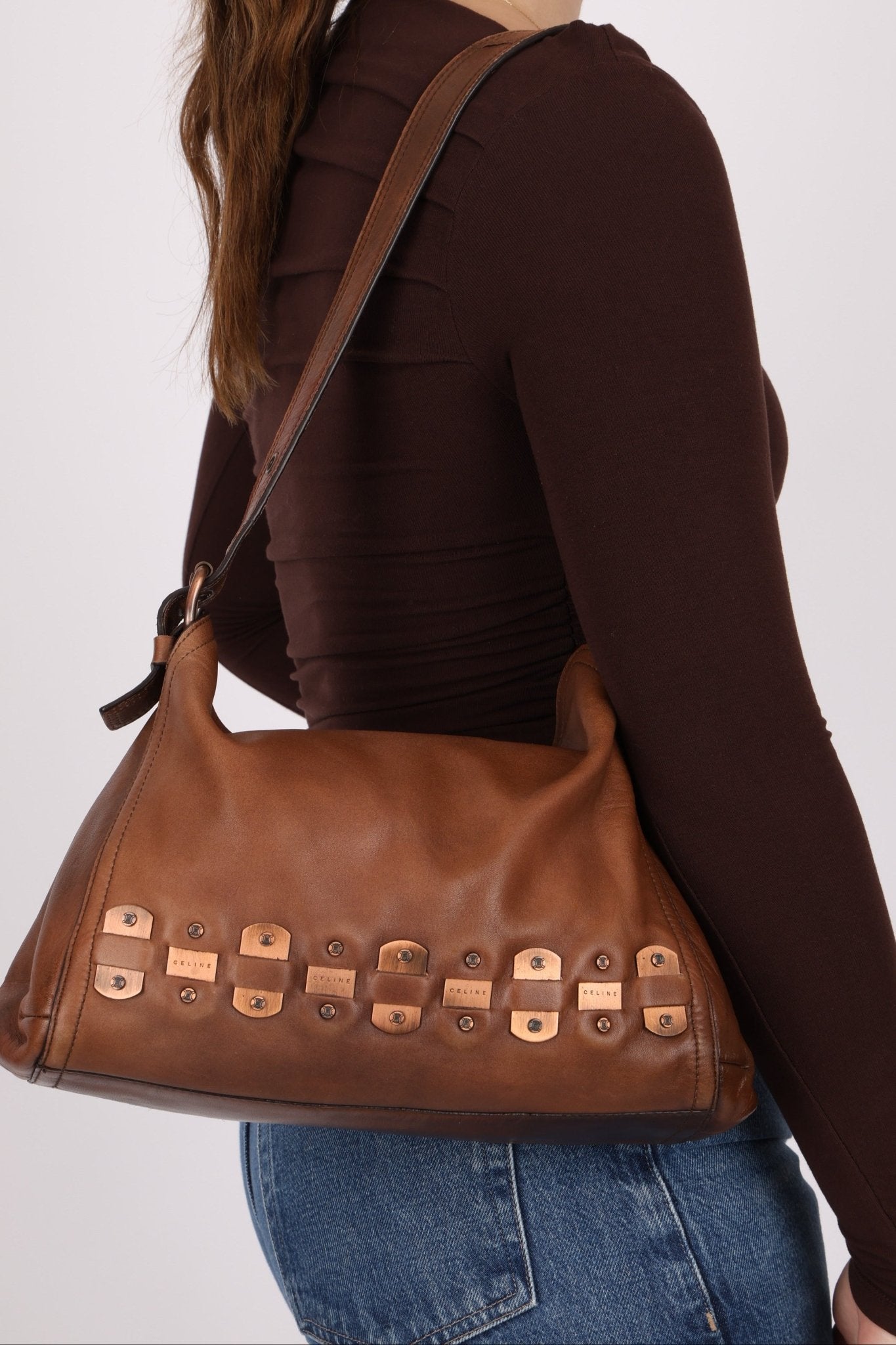 Celine Vintage Macadam Stud and Applique Hobo - FashioNica