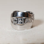 Chanel 18K Bolduc White Gold Diamond Wavy Logo Ring - FashioNica