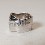 Chanel 18K Bolduc White Gold Diamond Wavy Logo Ring - FashioNica