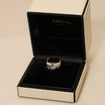 Chanel 18K Bolduc White Gold Diamond Wavy Logo Ring - FashioNica