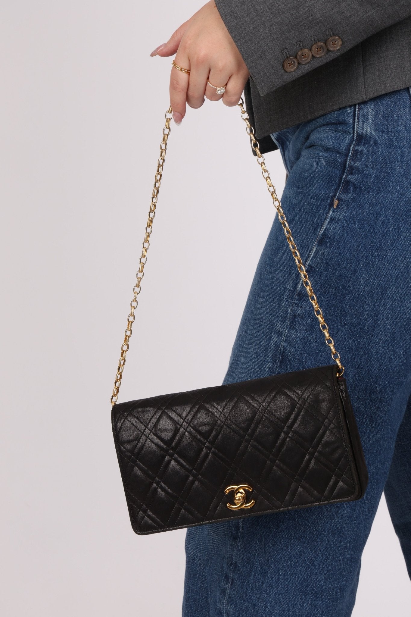 Chanel 1980s Lambskin Mini Bijoux Chain Turnlock Full Flap - FashioNica