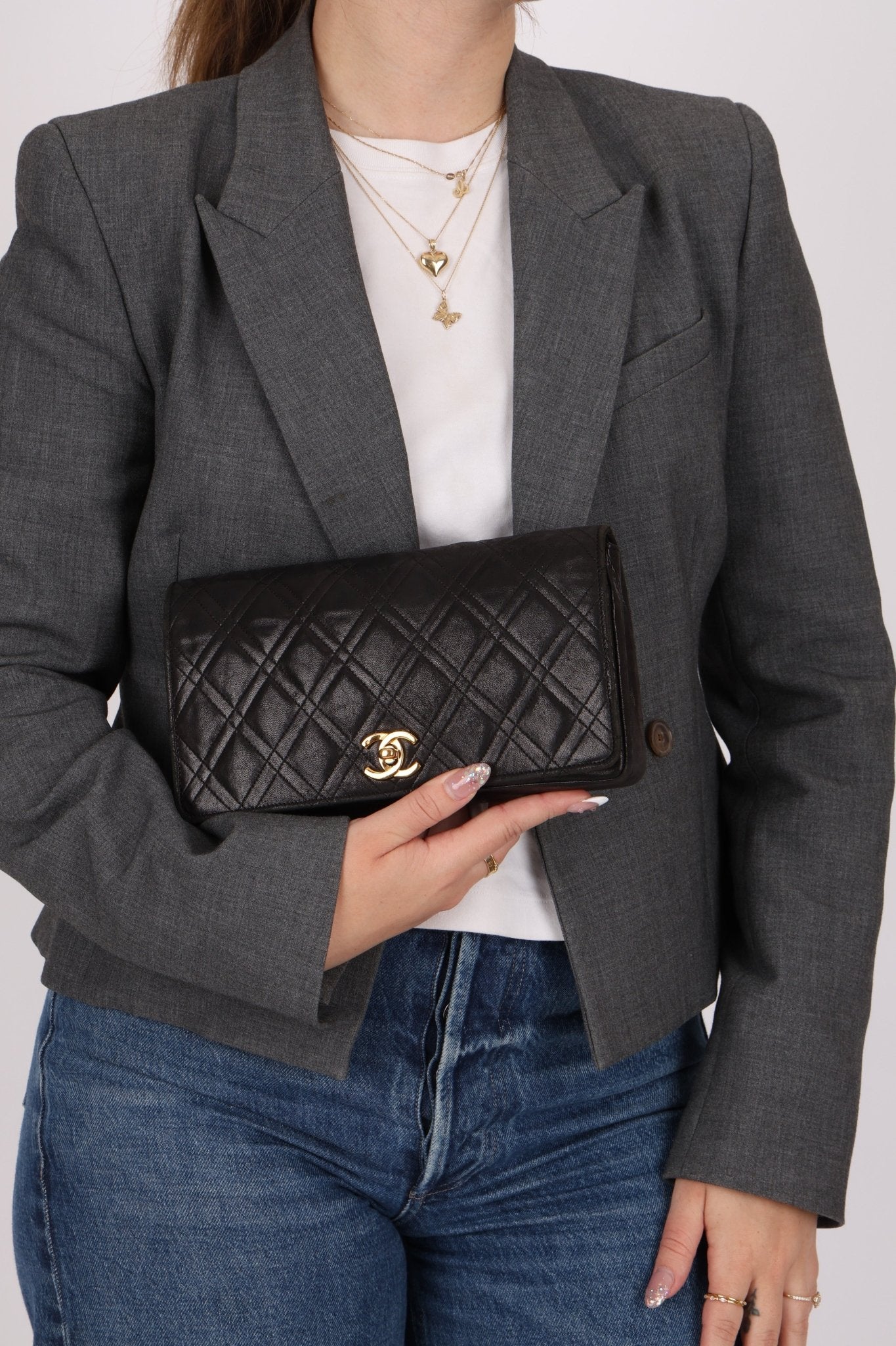 Chanel 1980s Lambskin Mini Bijoux Chain Turnlock Full Flap - FashioNica