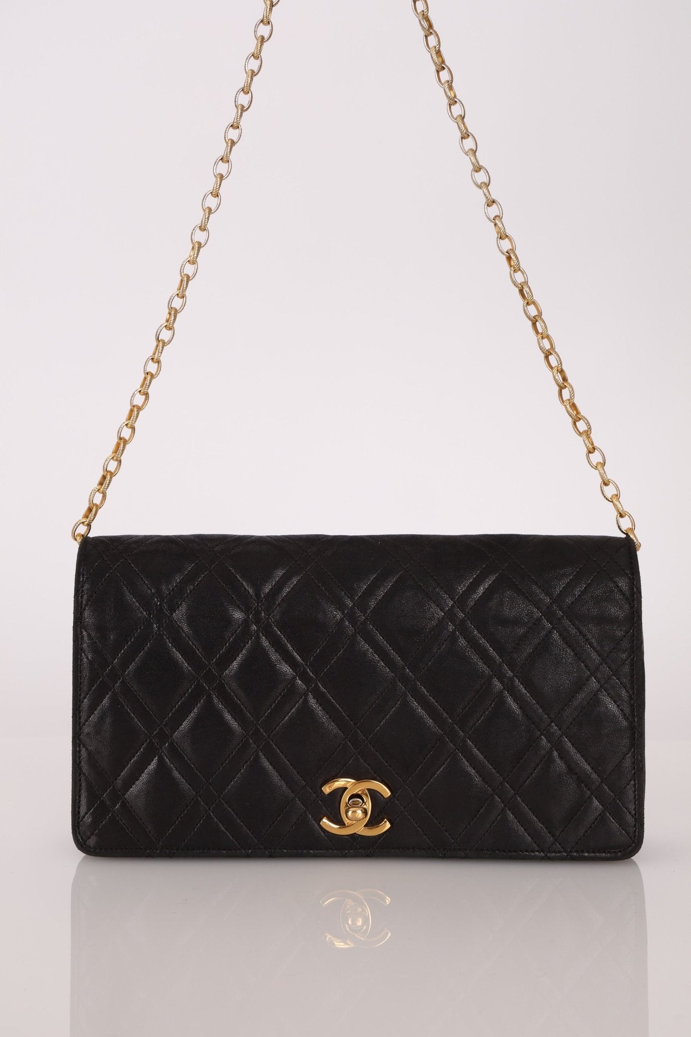 Chanel 1980s Lambskin Mini Bijoux Chain Turnlock Full Flap - FashioNica