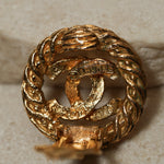 Chanel 1980s Logo Round Clip - On Earrings 24K GP - FashioNica