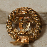Chanel 1980s Logo Round Clip - On Earrings 24K GP - FashioNica