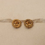 Chanel 1980s Logo Round Clip - On Earrings 24K GP - FashioNica