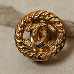 Chanel 1980s Logo Round Clip - On Earrings 24K GP - FashioNica