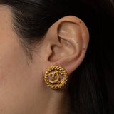 Chanel 1980s Logo Round Clip - On Earrings 24K GP - FashioNica