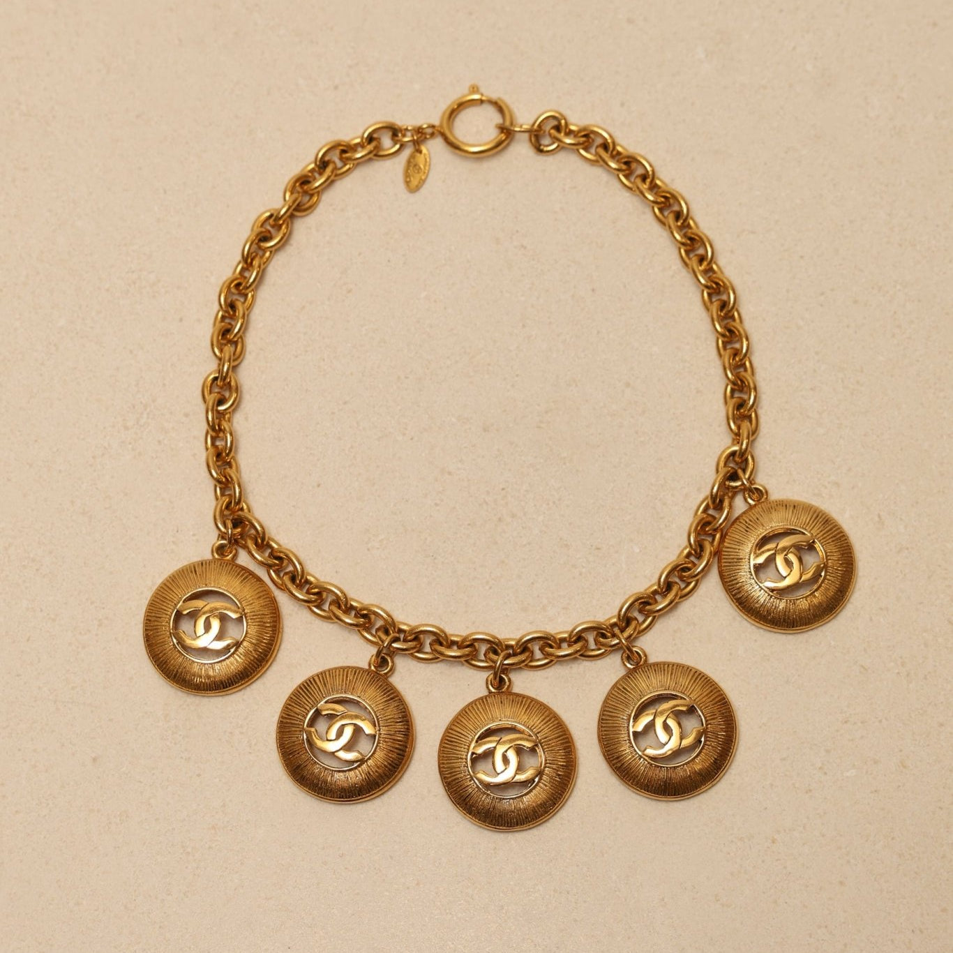 Chanel 1980s Multi Medallion Pendant Necklace 24K GP - FashioNica