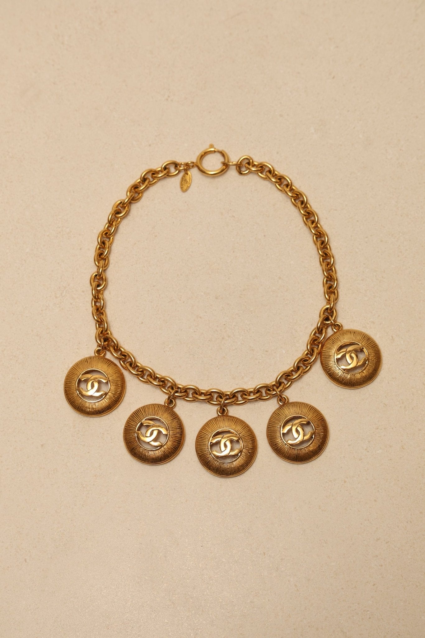 Chanel 1980s Multi Medallion Pendant Necklace 24K GP - FashioNica