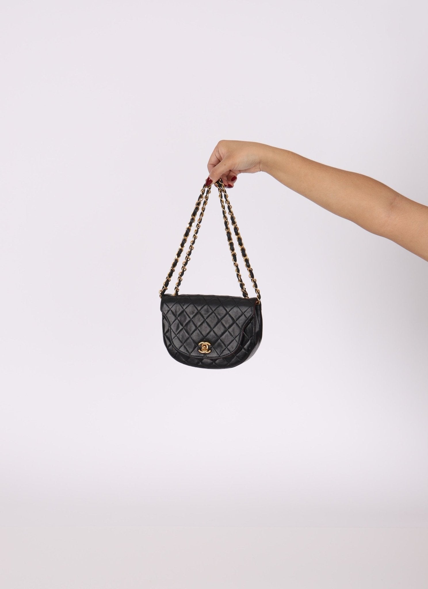 Chanel 1986 Lambskin Crescent Mini Flap - FashioNica